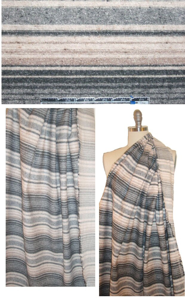 Japanese yarn dyed gray tones stripe cotton flannel