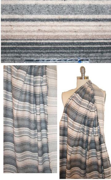 Japanese yarn dyed gray tones stripe cotton flannel 1.625 yd