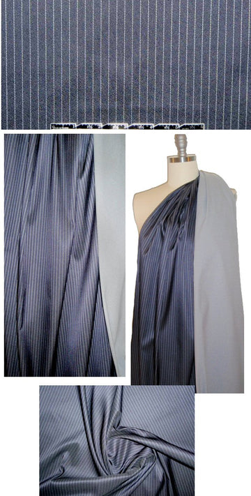 Japanese blue pinstriped stretch polyester denim 2 yd