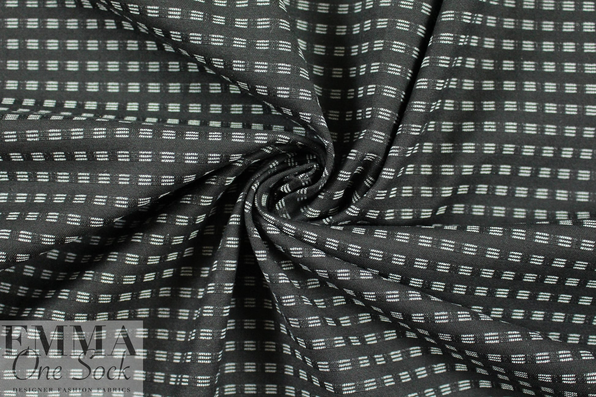 NY designer yarn-dyed cotton stretch woven - black/white .75 yds