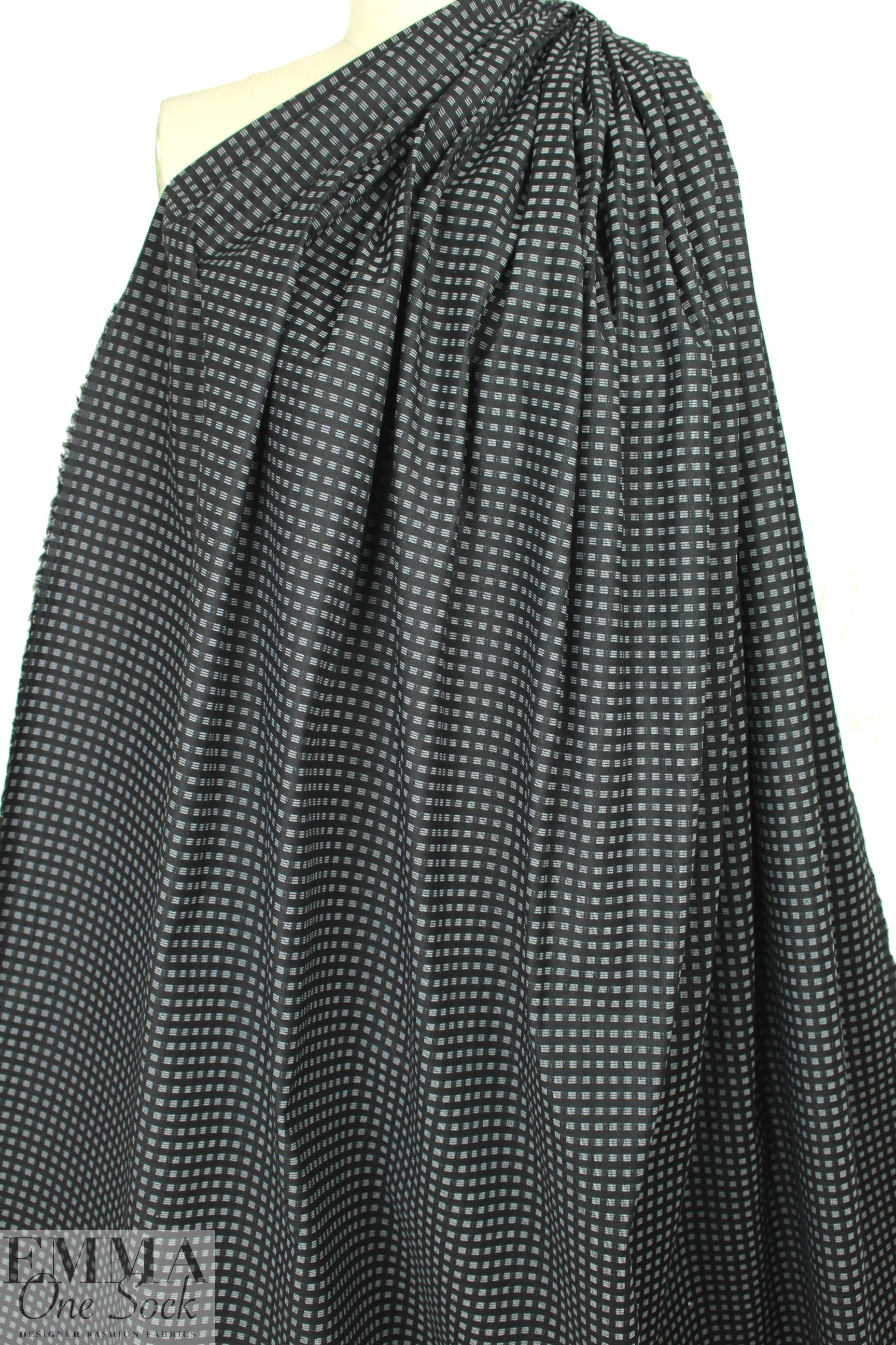 NY designer yarn-dyed cotton stretch woven - black/white .75 yds