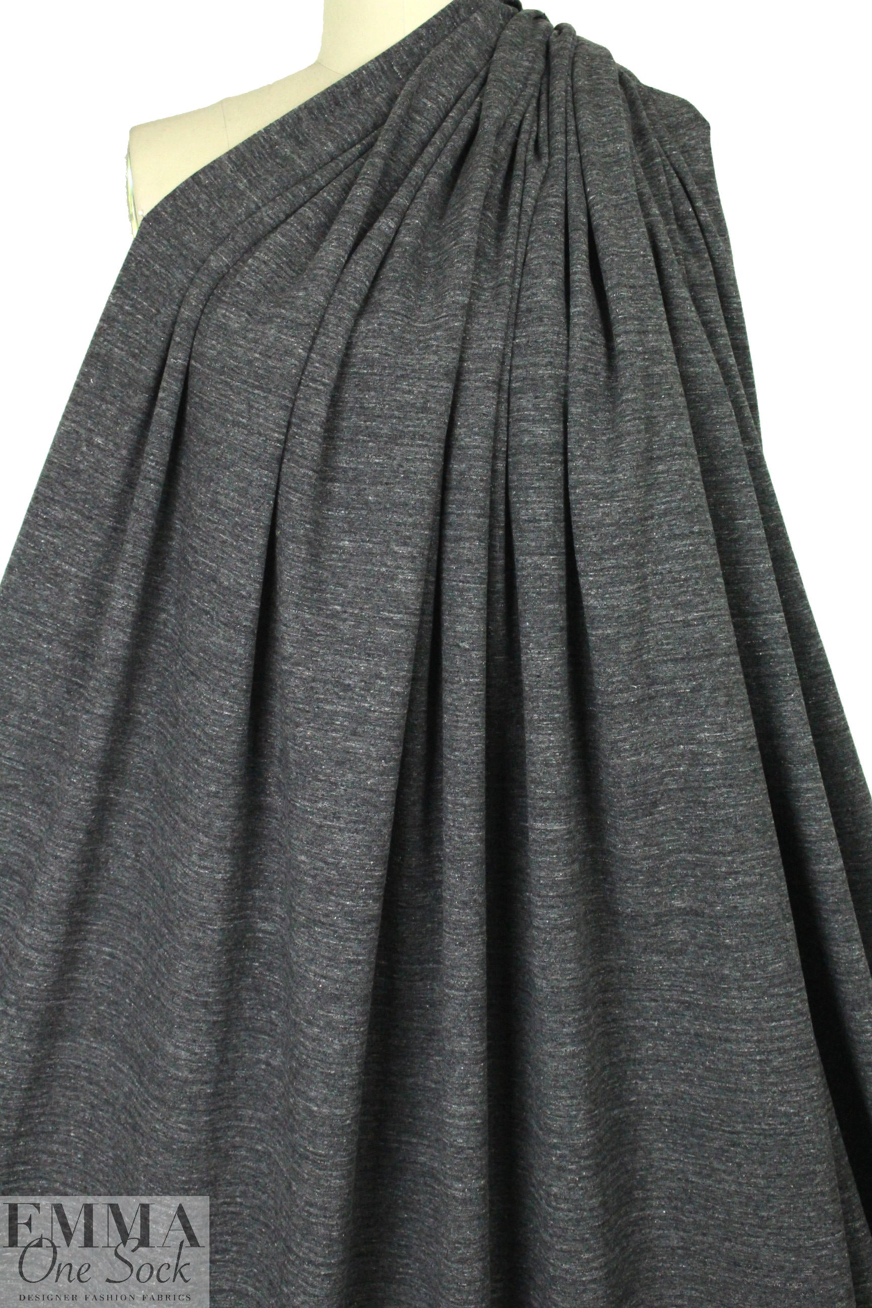 Japanese tweedy french terry sweater knit - dk. gray