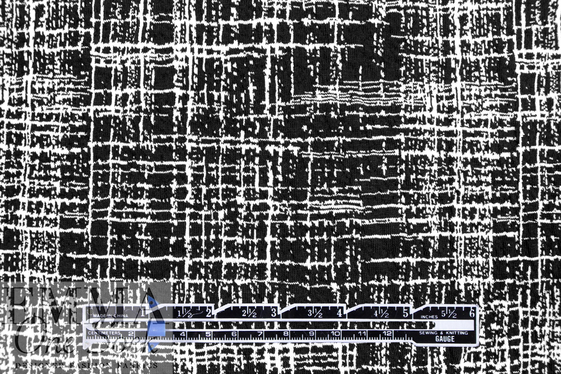 black/white crosshatch doubleknit, Oeko-Tex cert. 2.25 yds