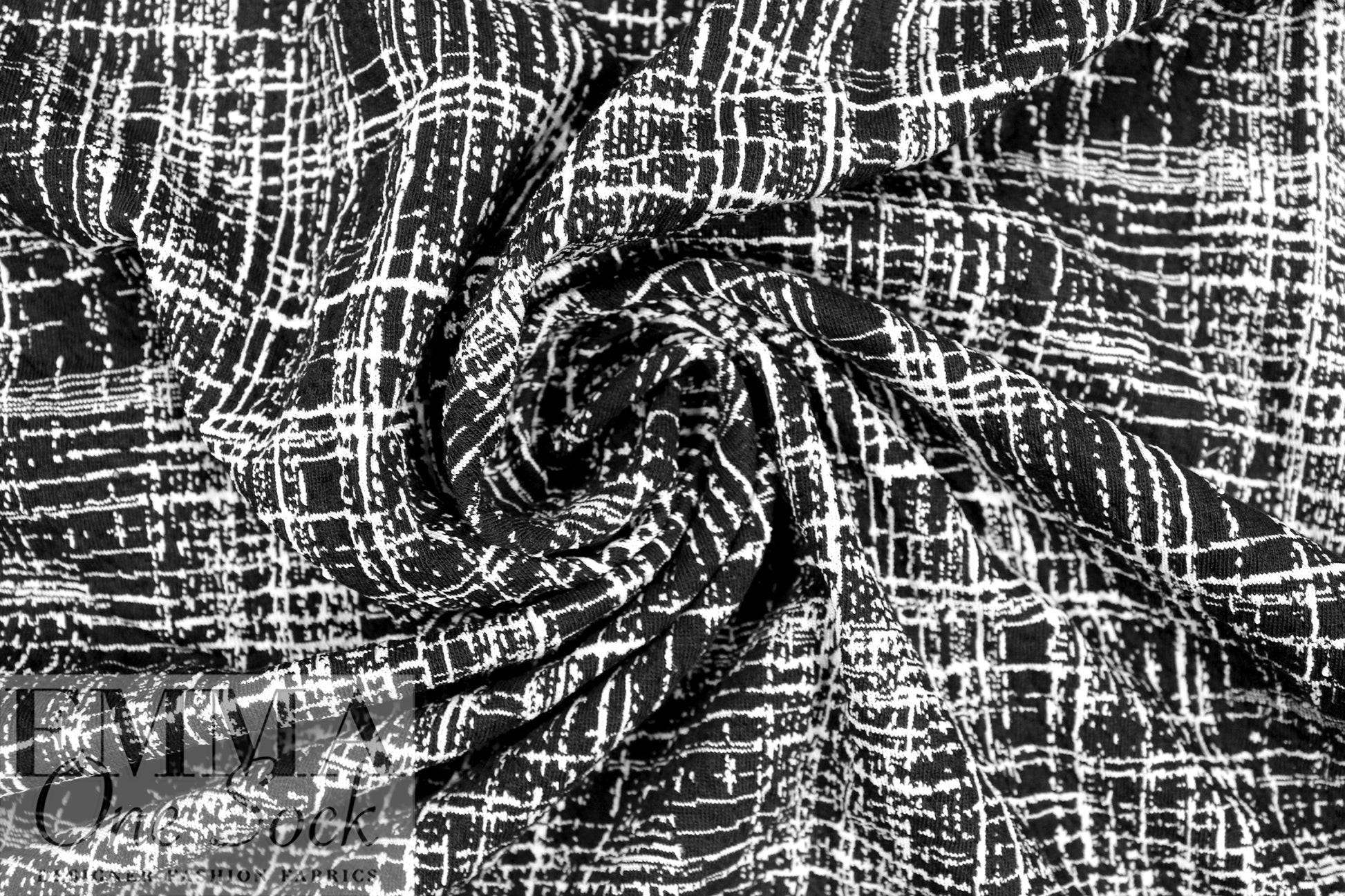 black/white crosshatch doubleknit, Oeko-Tex cert. 1.5 yd