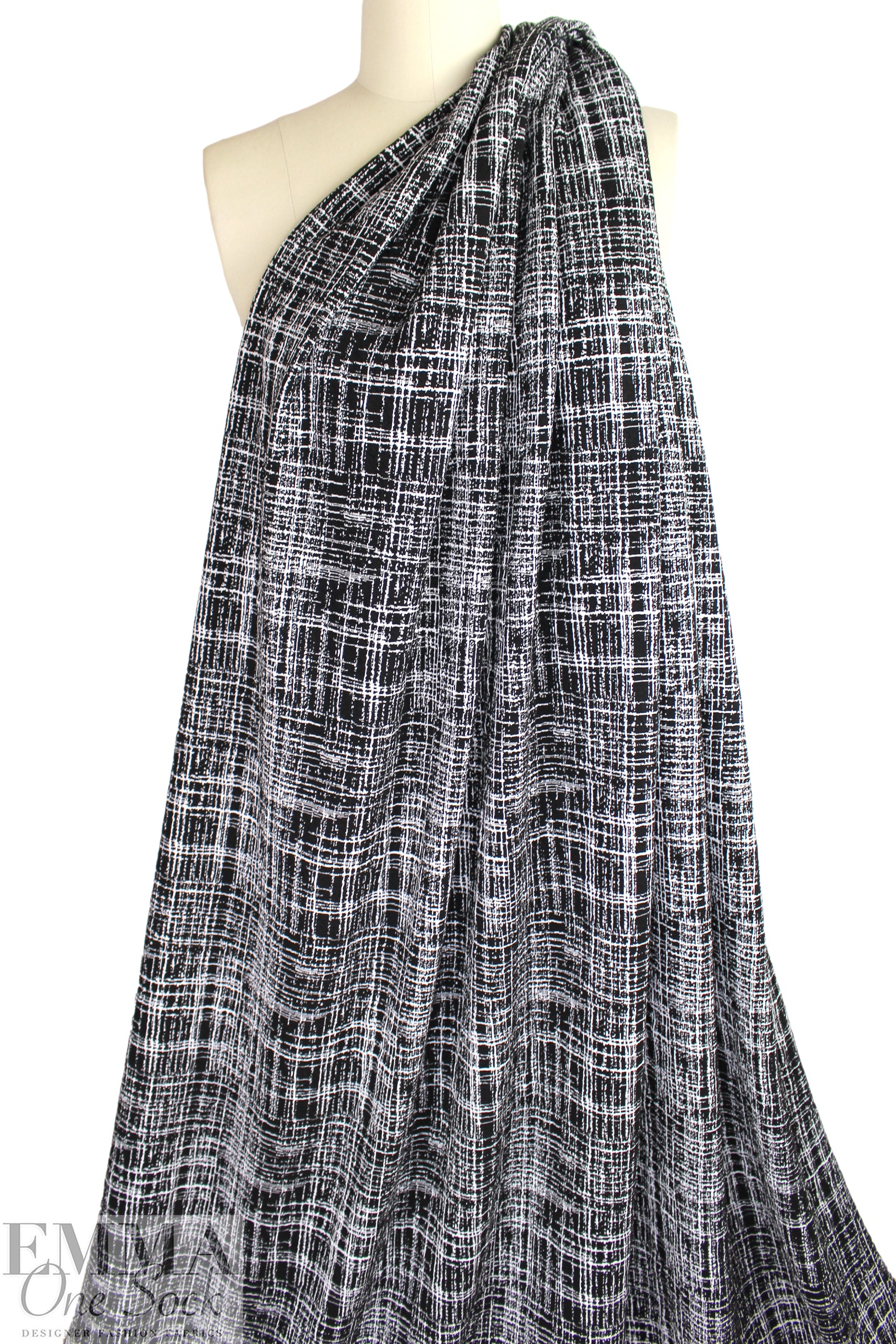 black/white crosshatch doubleknit, Oeko-Tex cert. 1.5 yd
