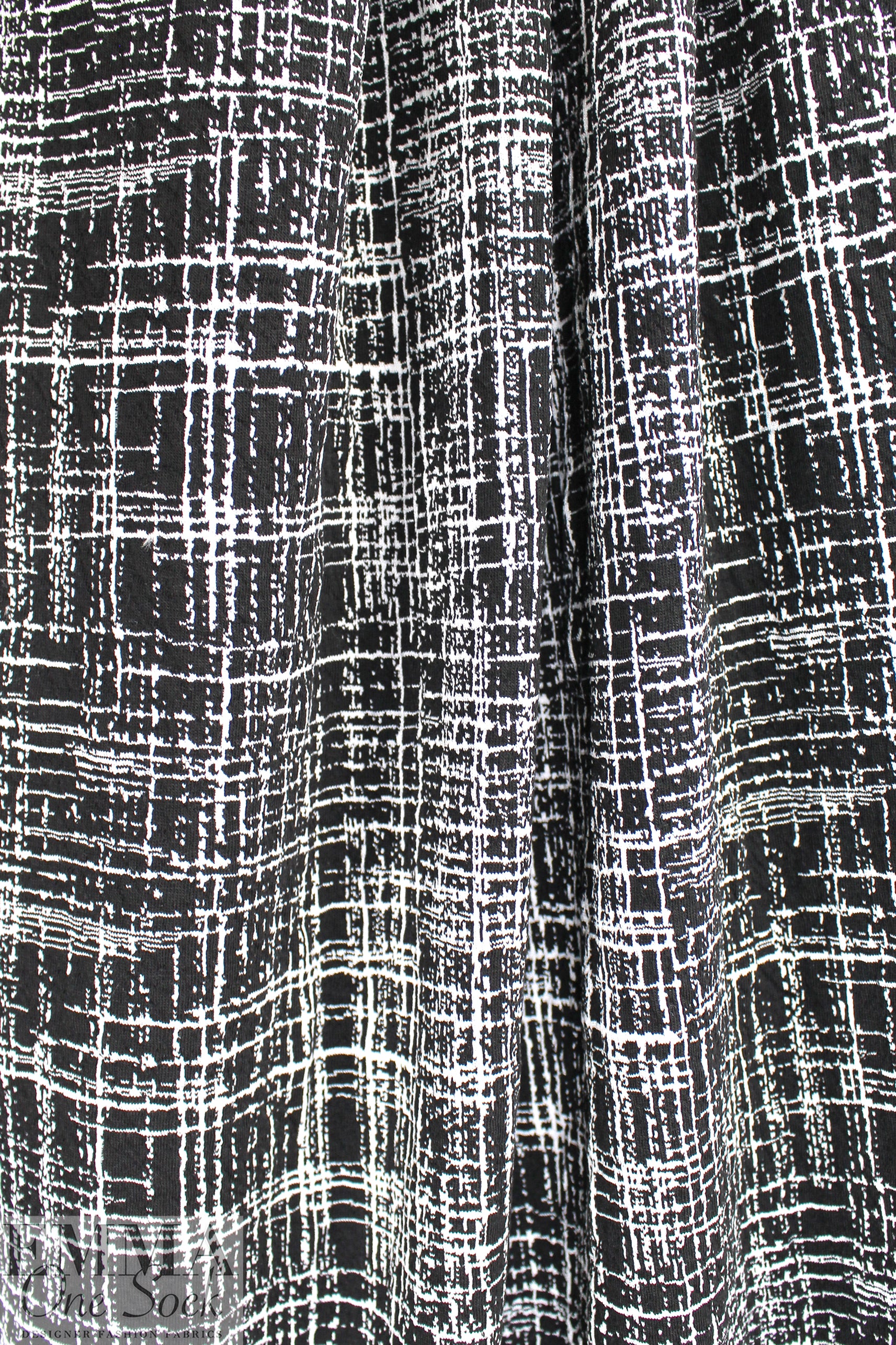 black/white crosshatch doubleknit, Oeko-Tex cert. 2 yds