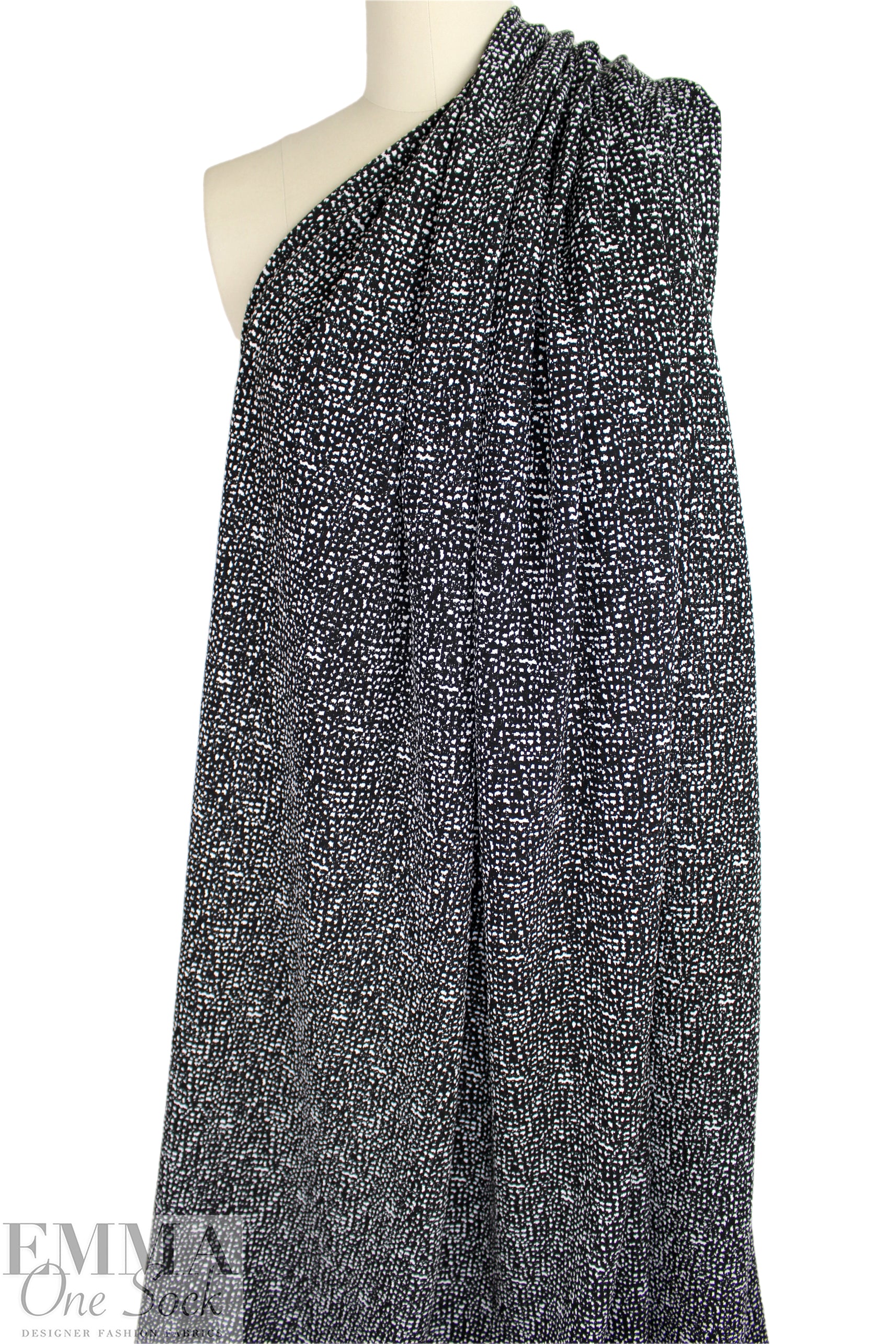 black/white 'dauby dots' doubleknit, Oeko-Tex cert. 2 yd