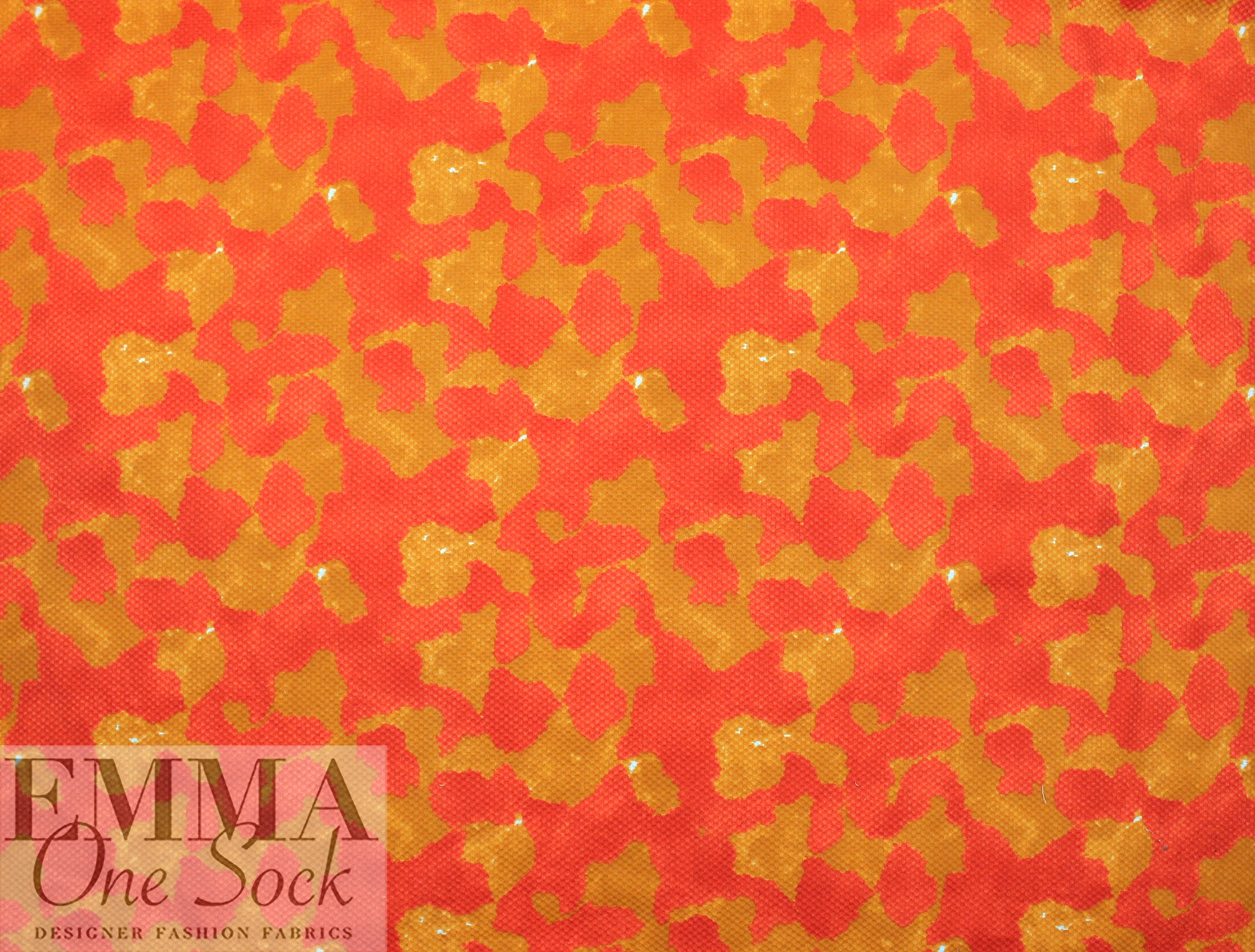 JCrew cotton pique' over-print - butterscotch/mandarin 1.5 yd