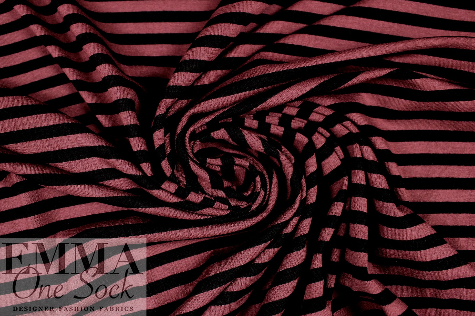 piece-dyed viscose/spandex jersey - zinfandel/black stripe 1.33 yd