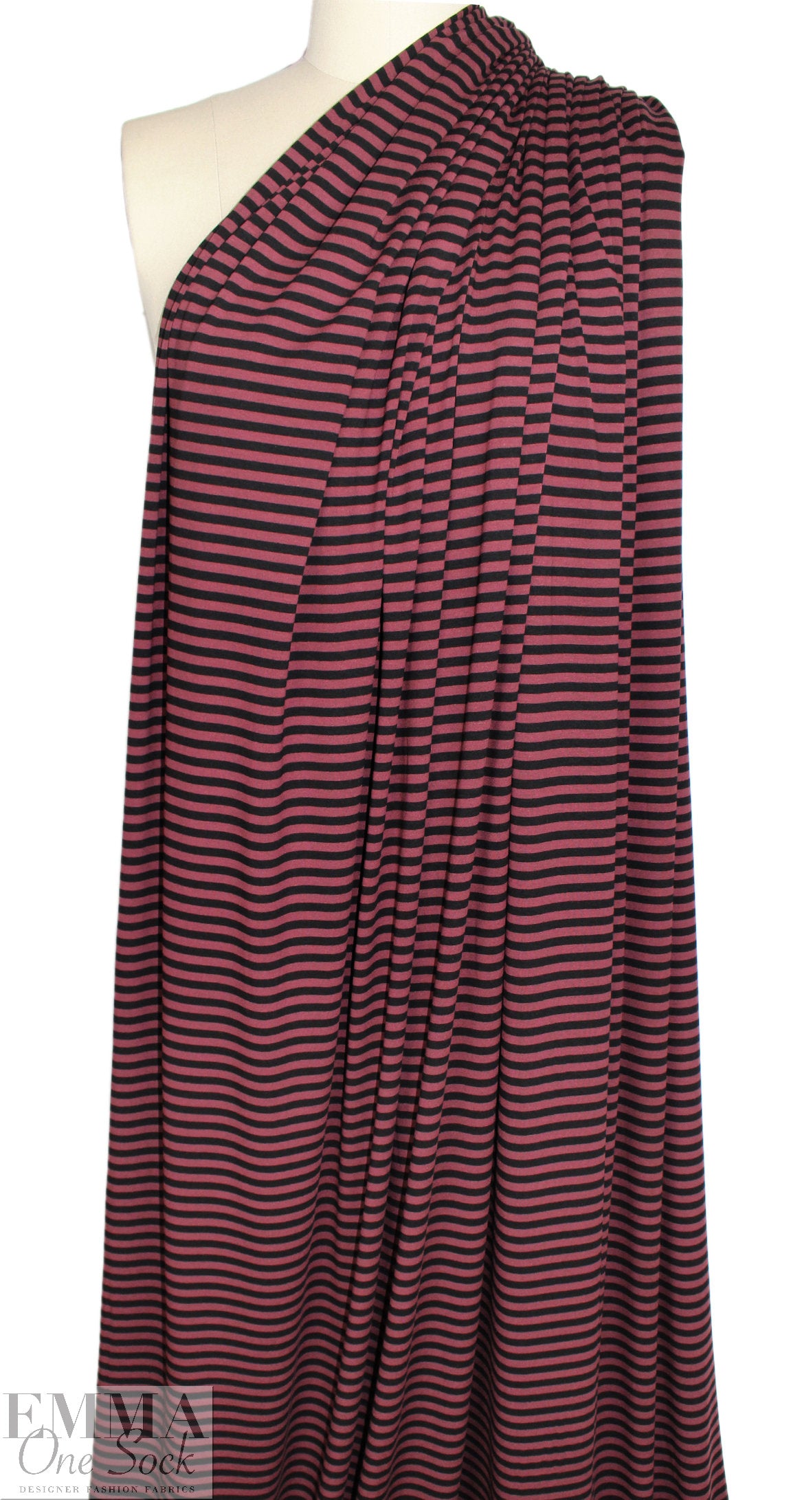 piece-dyed viscose/spandex jersey - zinfandel/black stripe 2 yd