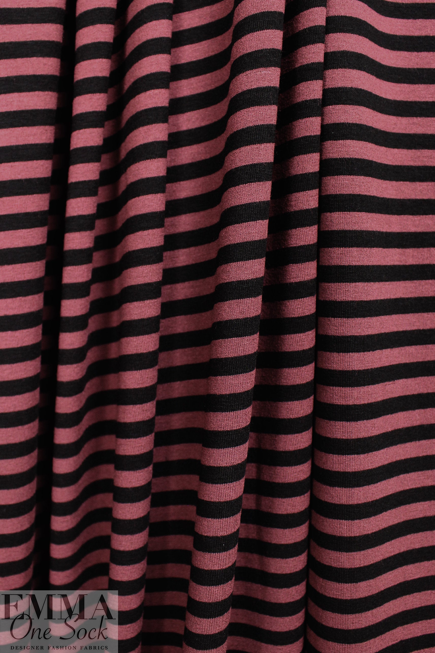 piece-dyed viscose/spandex jersey - zinfandel/black stripe 1.5 yds