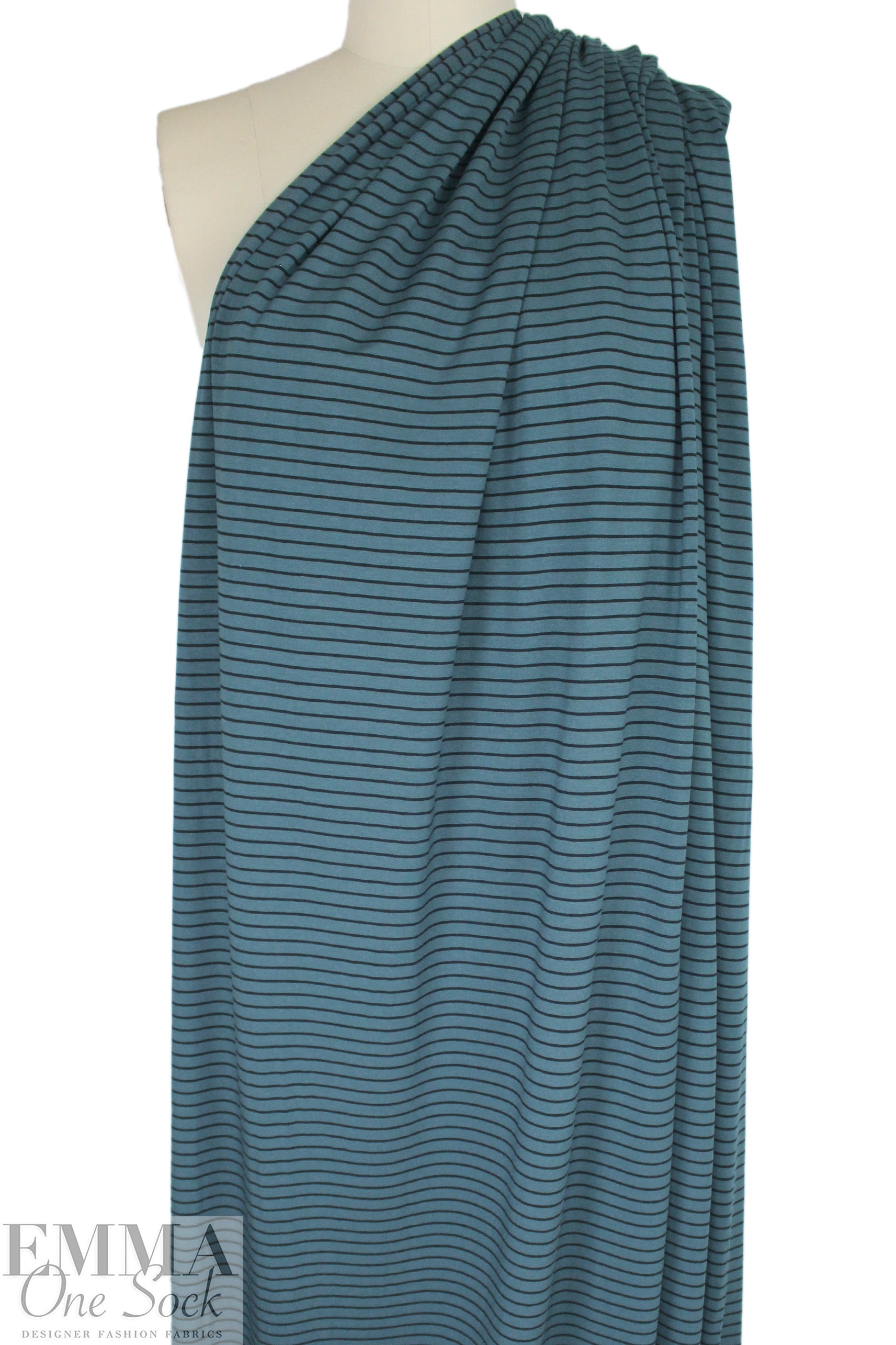 yarn-dyed viscose/spandex jersey - bluestone/black 1.75 yd