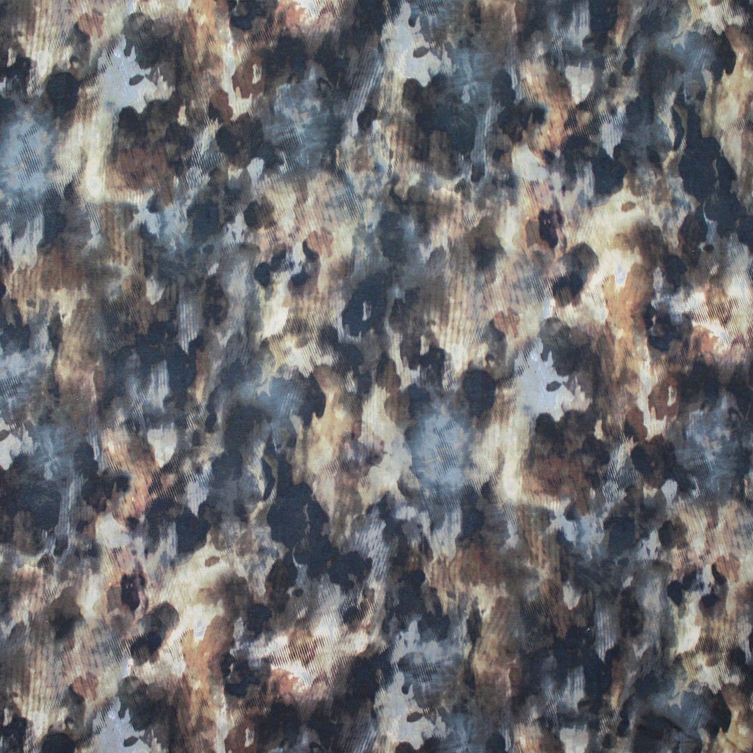 French viscose abstract earthtones jersey 2.5 yds