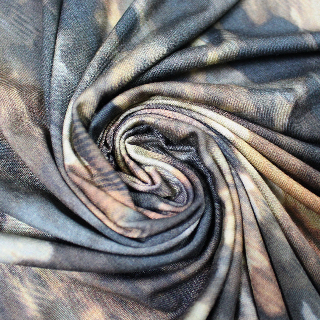 French viscose abstract earthtones jersey 2.5 yds