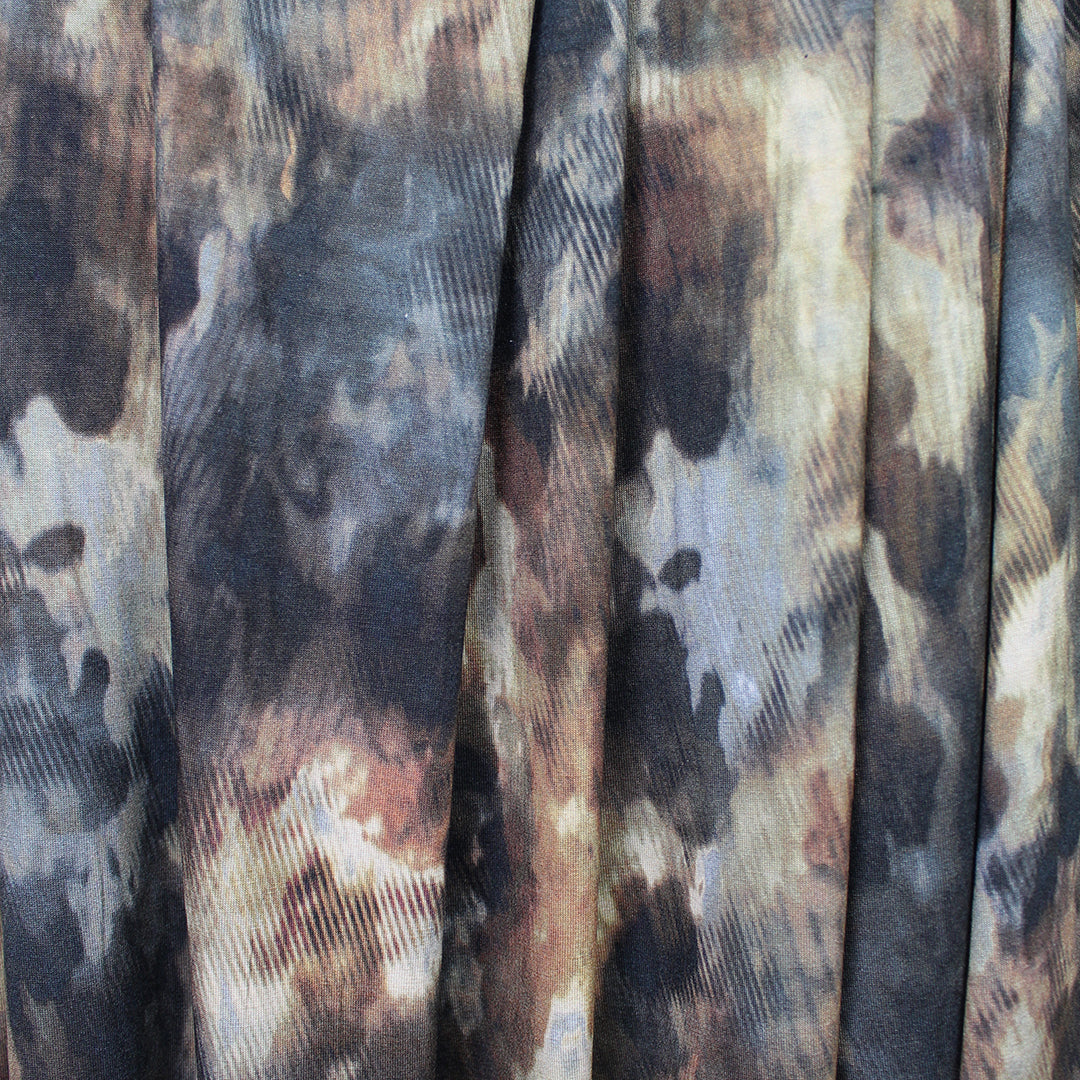 French viscose abstract earthtones jersey 2.5 yds
