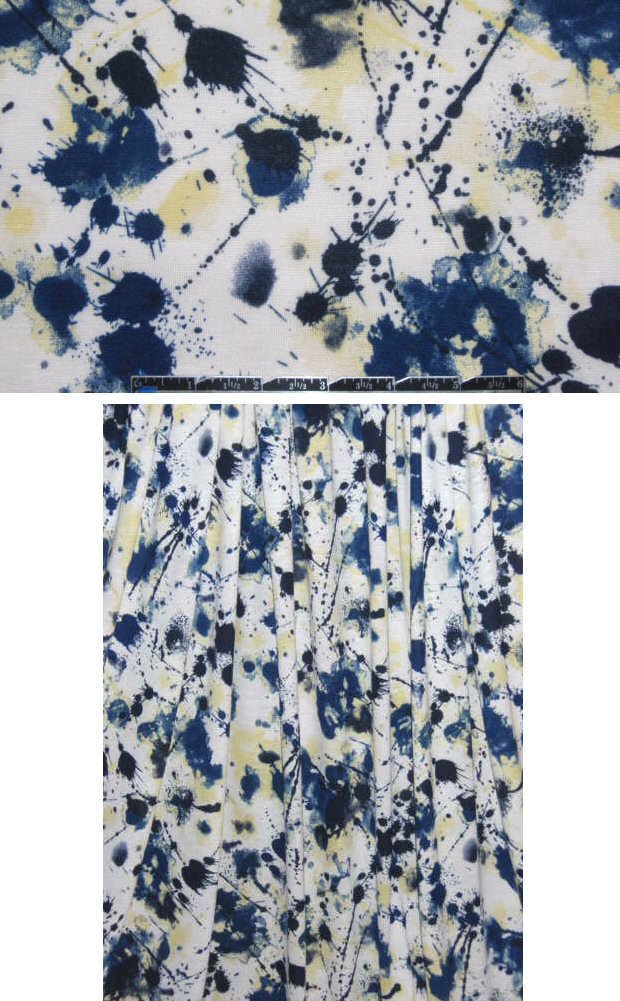 designer paint splatter rayon/lycra knit