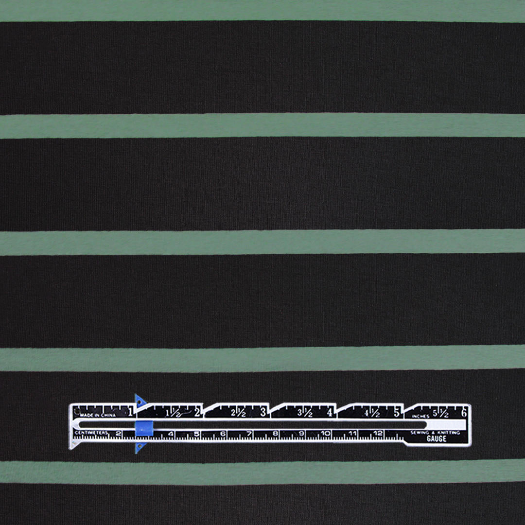 CA designer viscose 4-way stretch jersey - bluestone/black stripe 2 yd