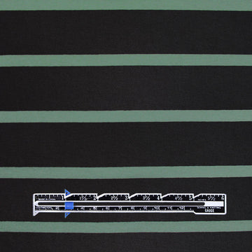 CA designer viscose 4-way stretch jersey - bluestone/black stripe 2 yd