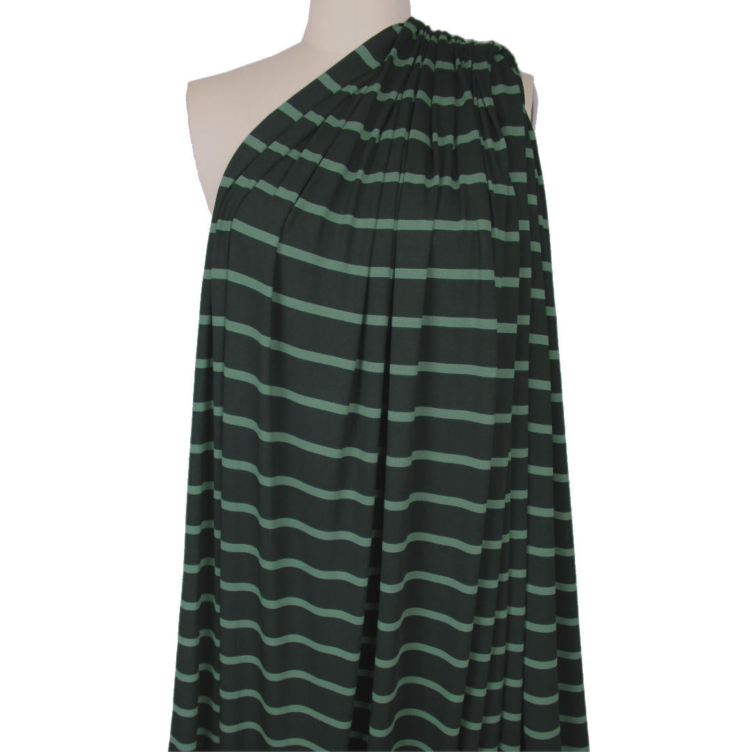 CA designer viscose 4-way stretch jersey - bluestone/black stripe 2 yd
