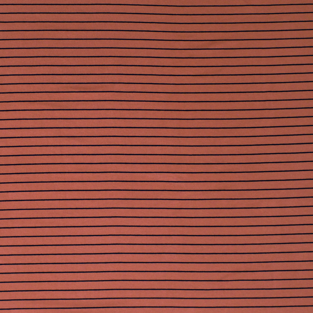 yarn-dyed viscose/spandex jersey - paprika/black 1.5 yds