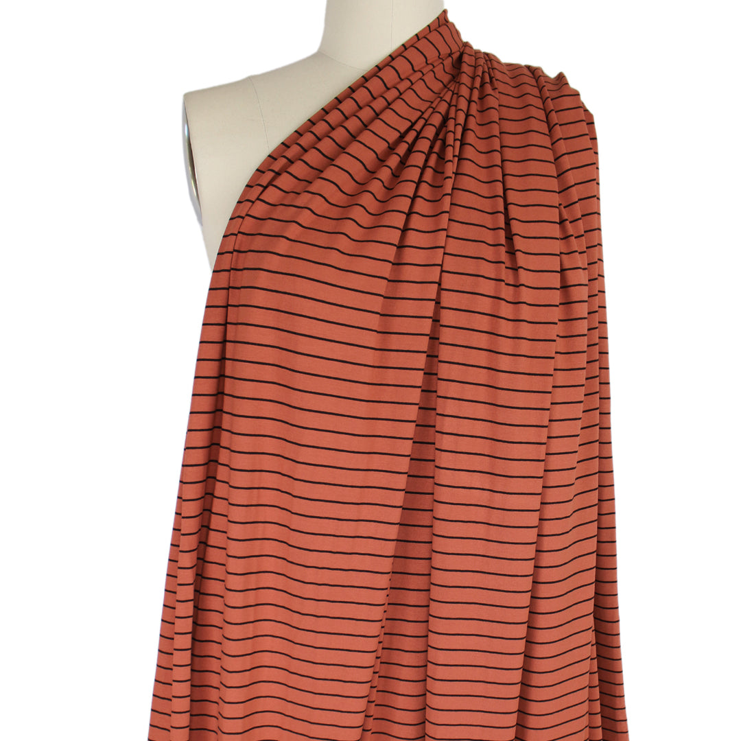 yarn-dyed viscose/spandex jersey - paprika/black 1.375 yd