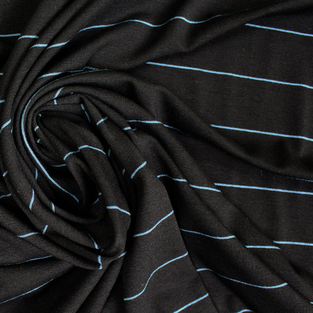yarn-dyed viscose/spandex jersey - black/bluestone 1.75 yd