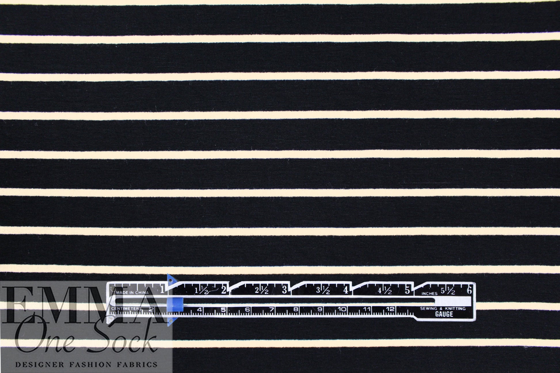 yarn-dyed viscose/spandex jersey - black/almond stripe 2 yds