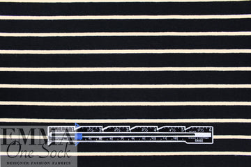 yarn-dyed viscose/spandex jersey - black/almond stripe 2.125 yds