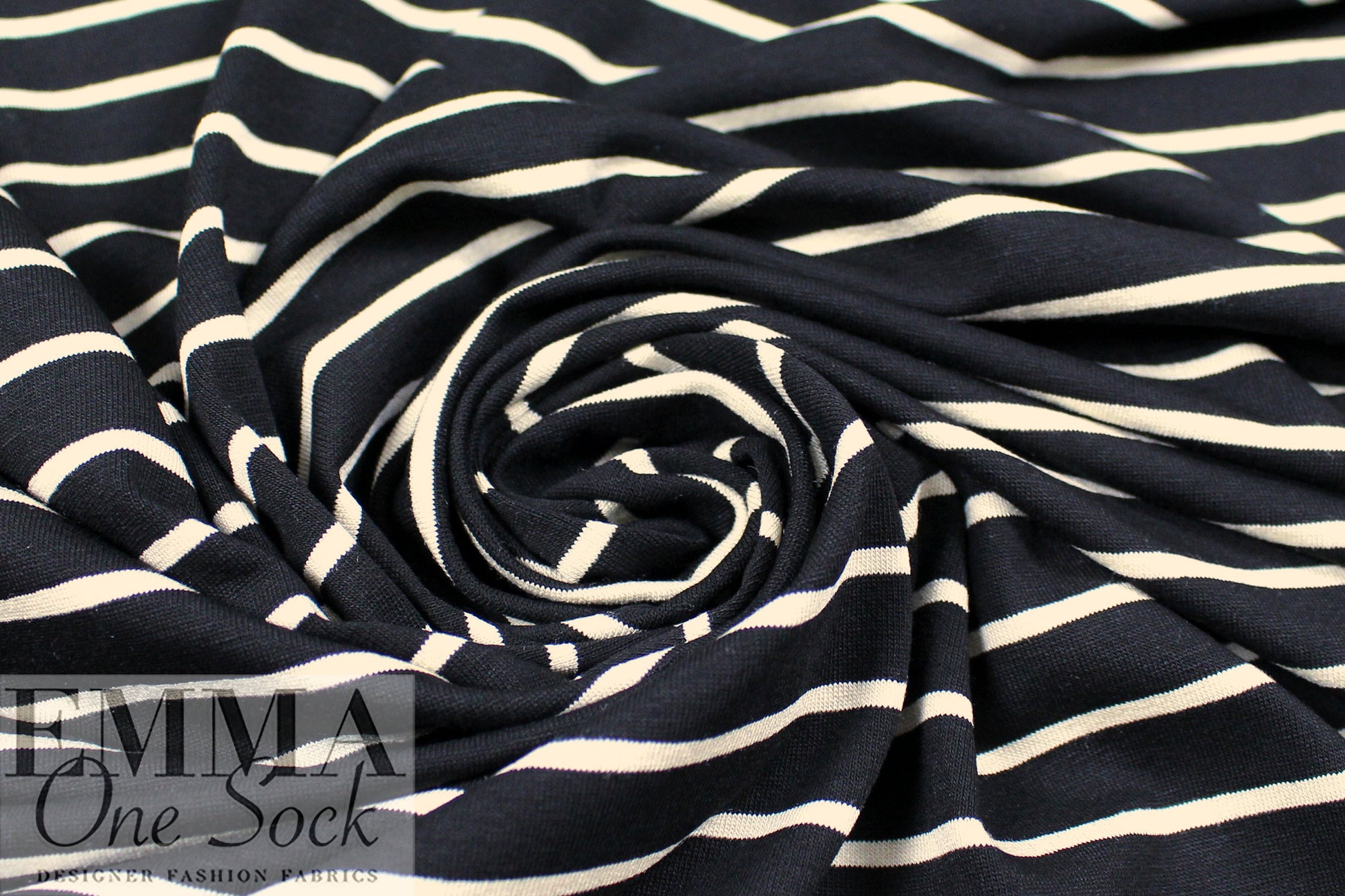 yarn-dyed viscose/spandex jersey - black/almond stripe 2.5 yd