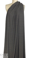 yarn-dyed viscose/spandex jersey - black/almond stripe 2.5 yd