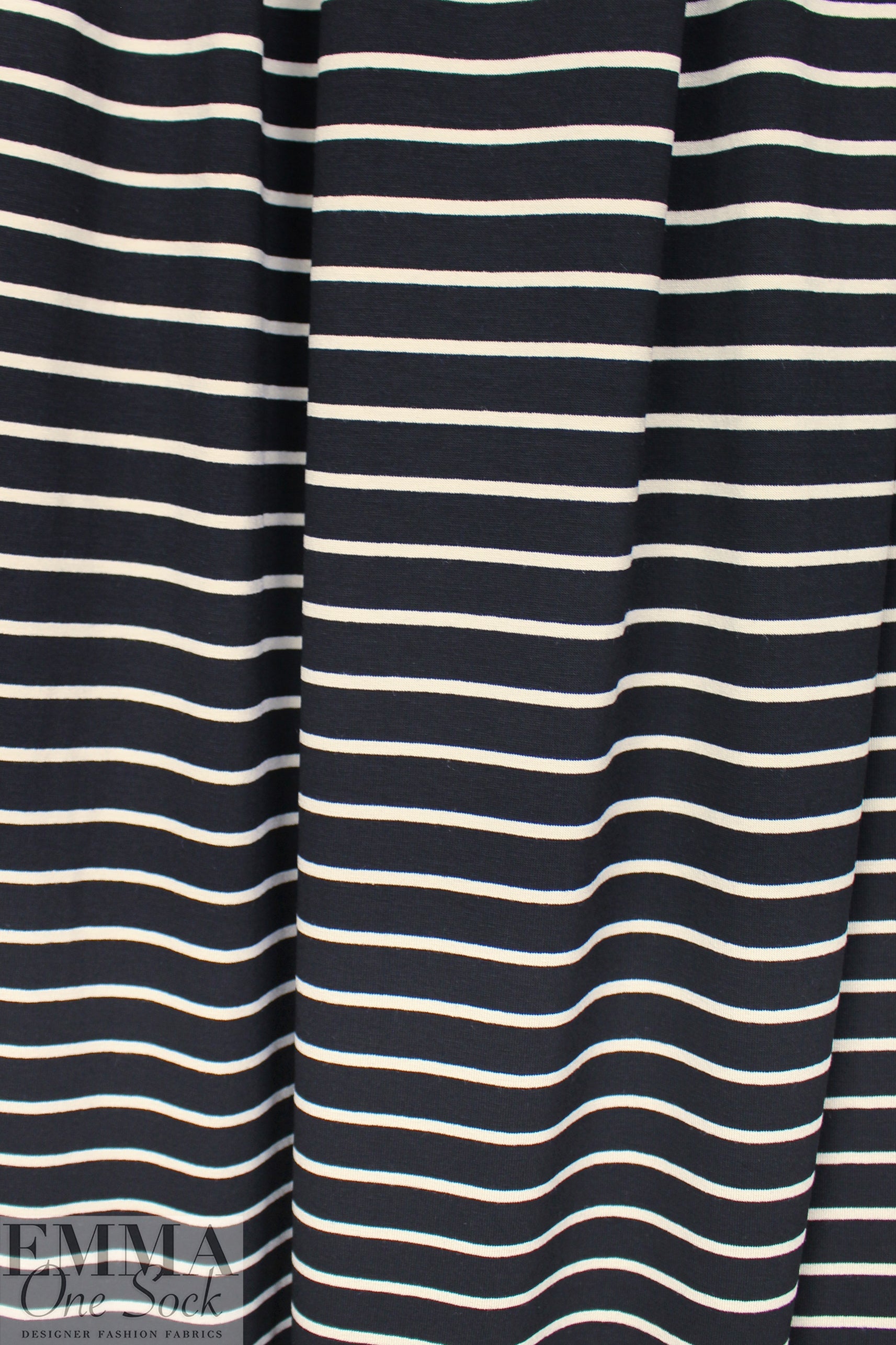 yarn-dyed viscose/spandex jersey - black/almond stripe 2.125 yds