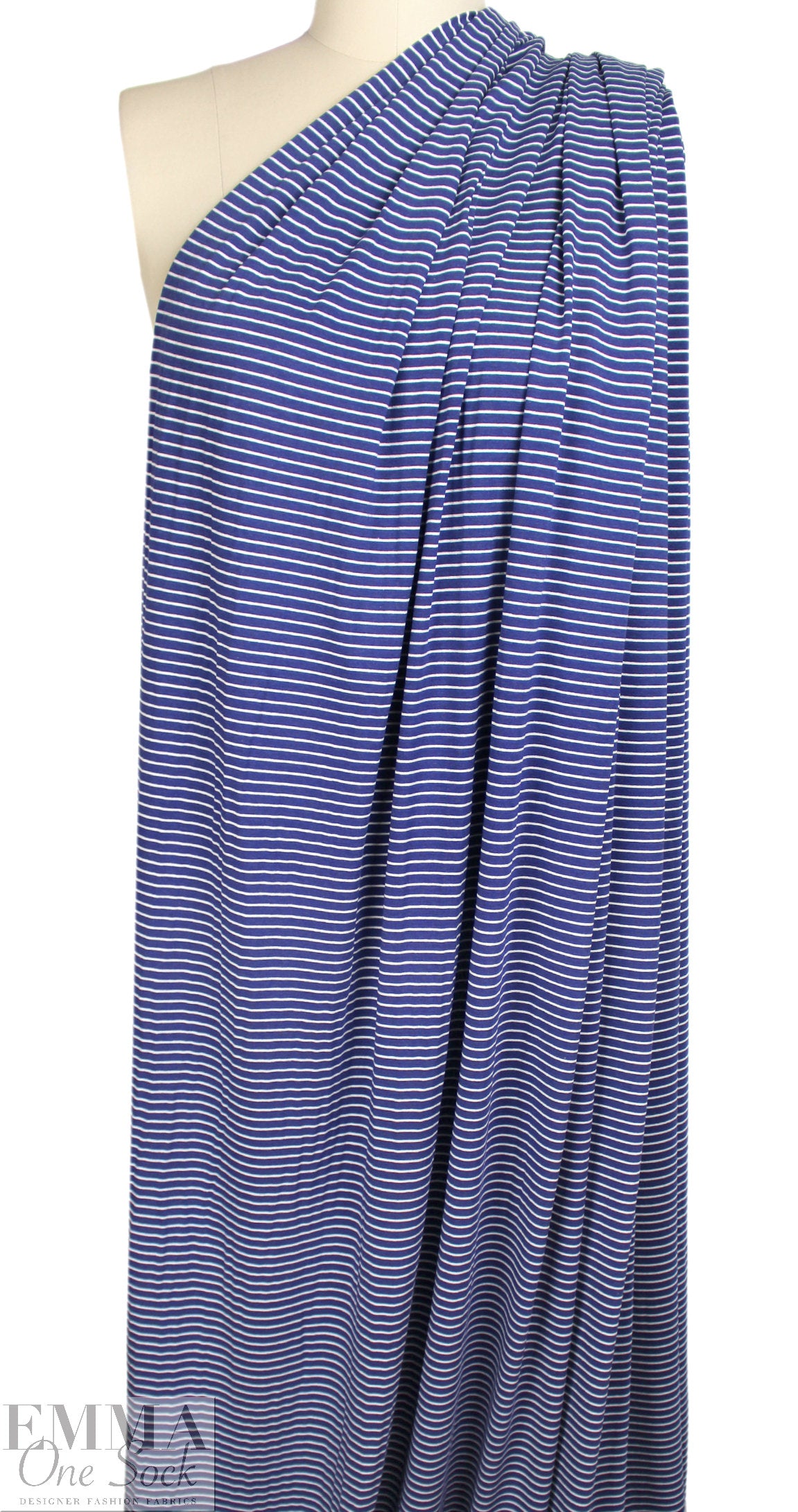 yarn-dyed viscose/spandex jersey - navy/white stripe 1.66 yd