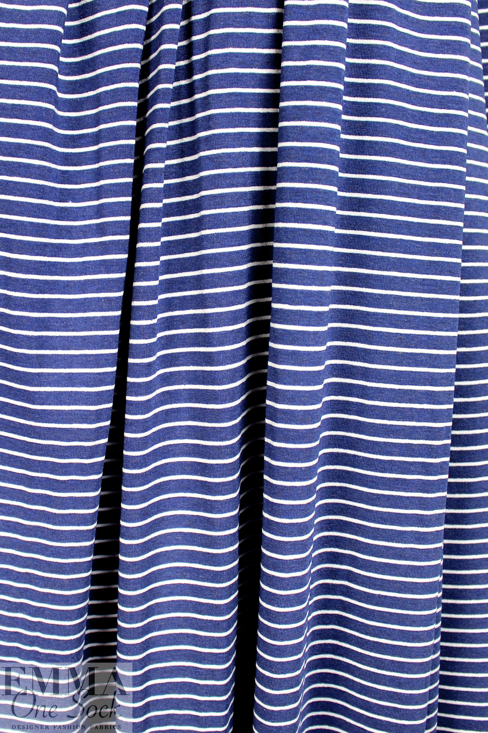 yarn-dyed viscose/spandex jersey - navy/white stripe 2 yd