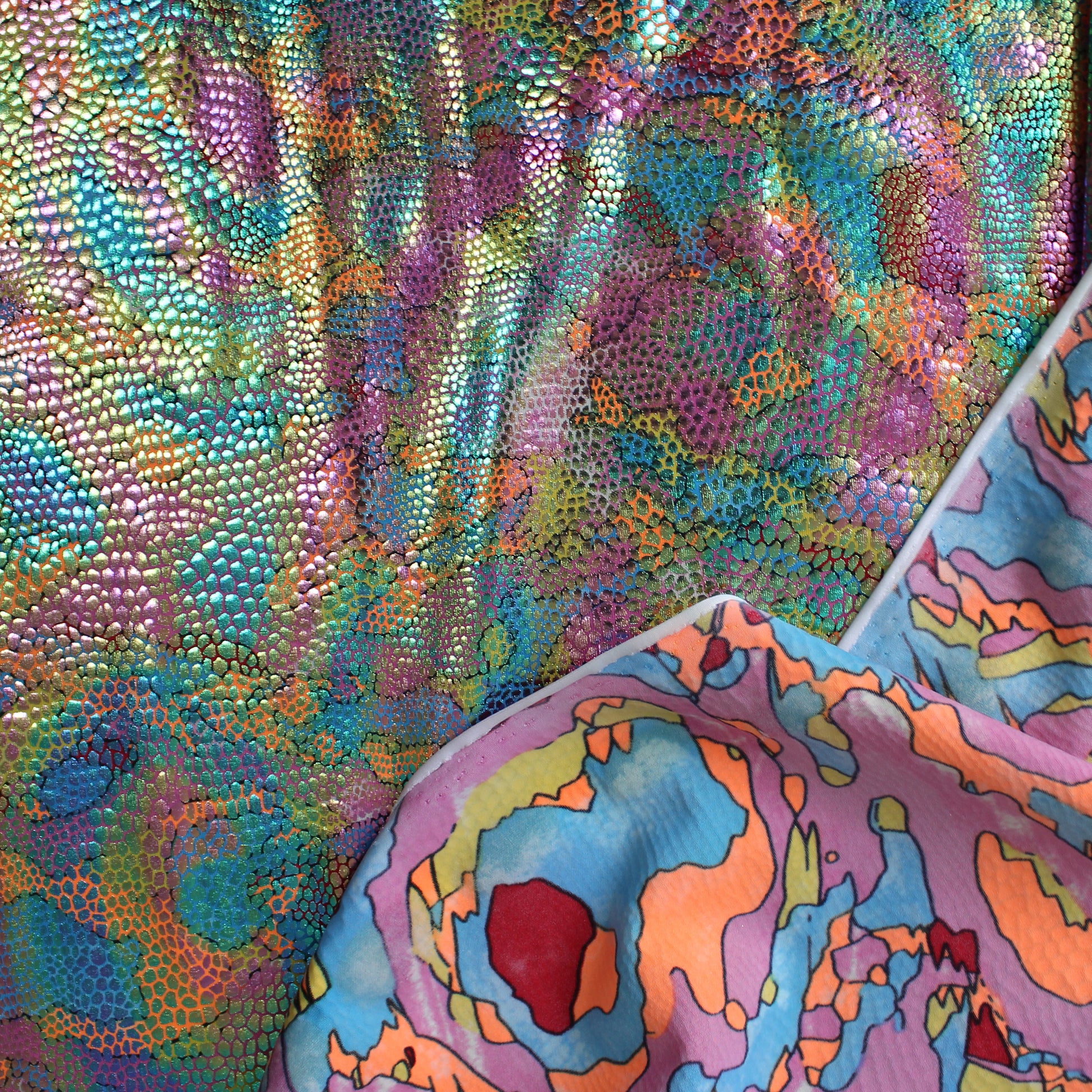 European 'karma chameleon' 4-way iridescent swim knit