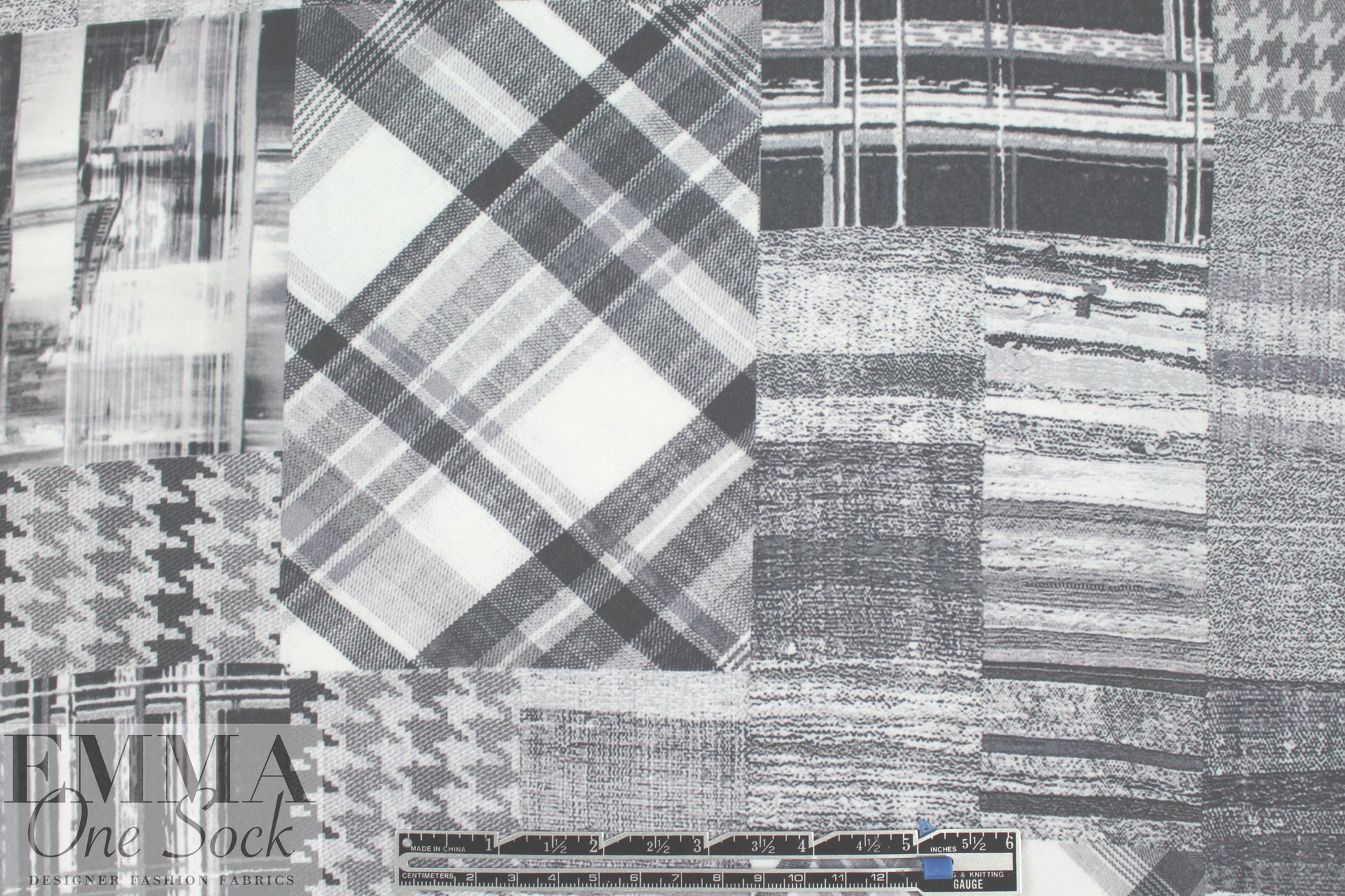 textiles patchwork poly crepe print - newsprint 1.5 yd