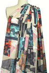 'cubism revisited' drapey pebble crepe woven - khaki