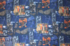 'cubism revisited' drapey pebble crepe woven - blue