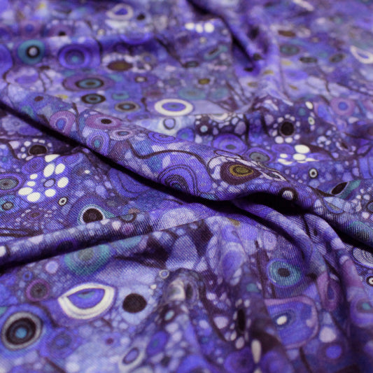 Dutch digital 'Klimt study' viscose knit, Oeko-Tex cert. - blue