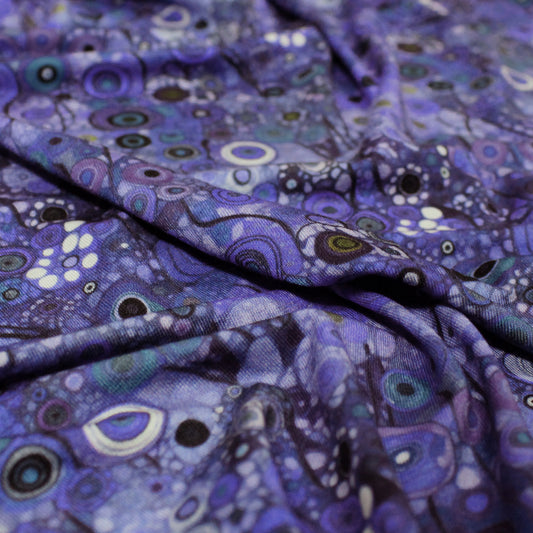 Dutch digital 'Klimt study' viscose knit, Oeko-Tex cert. - blue