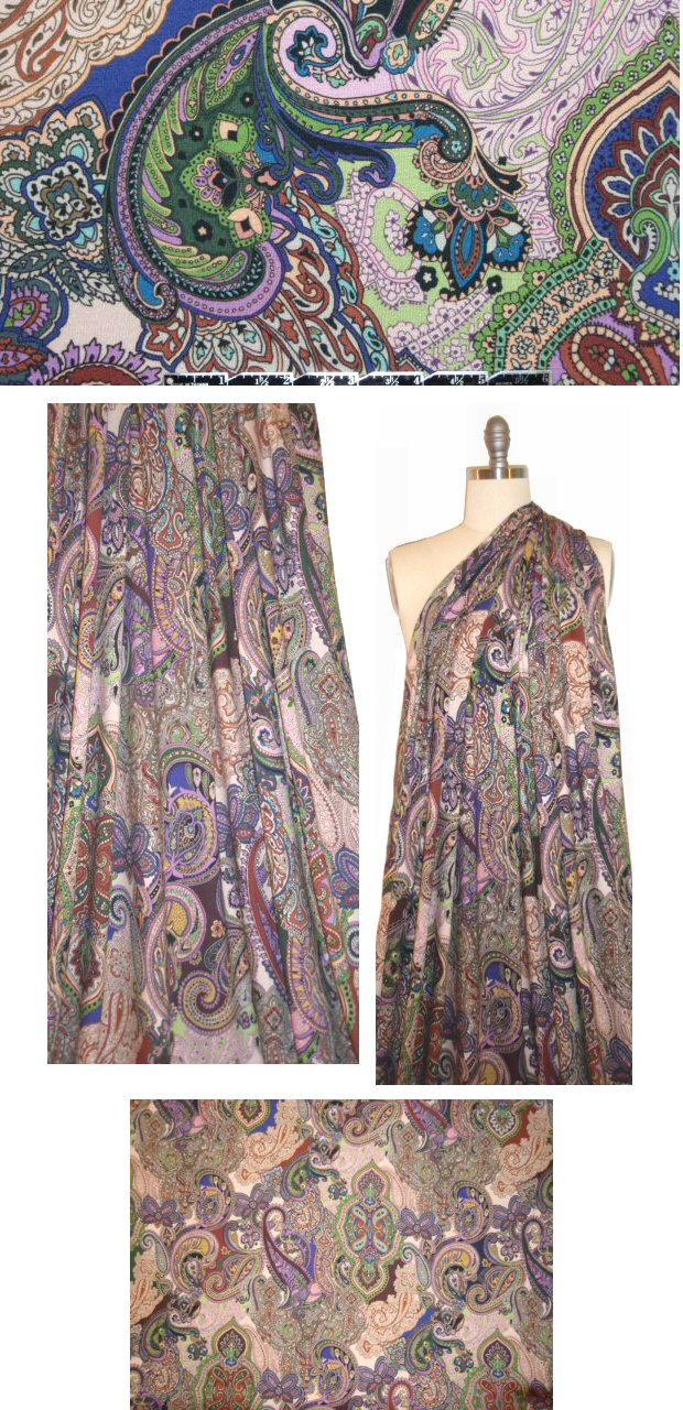 West Coast designer decorative paisley knit 3 yds FLAWED
