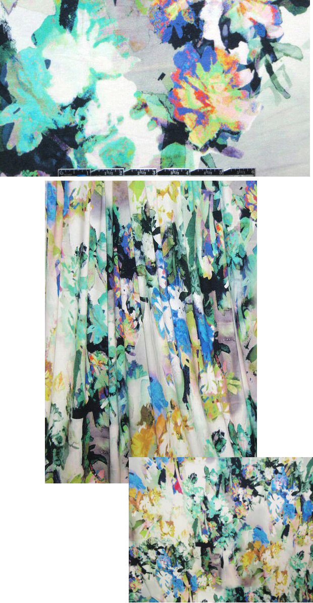 French digital abstract floral print knit