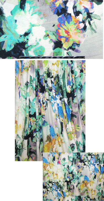 French digital abstract floral print knit