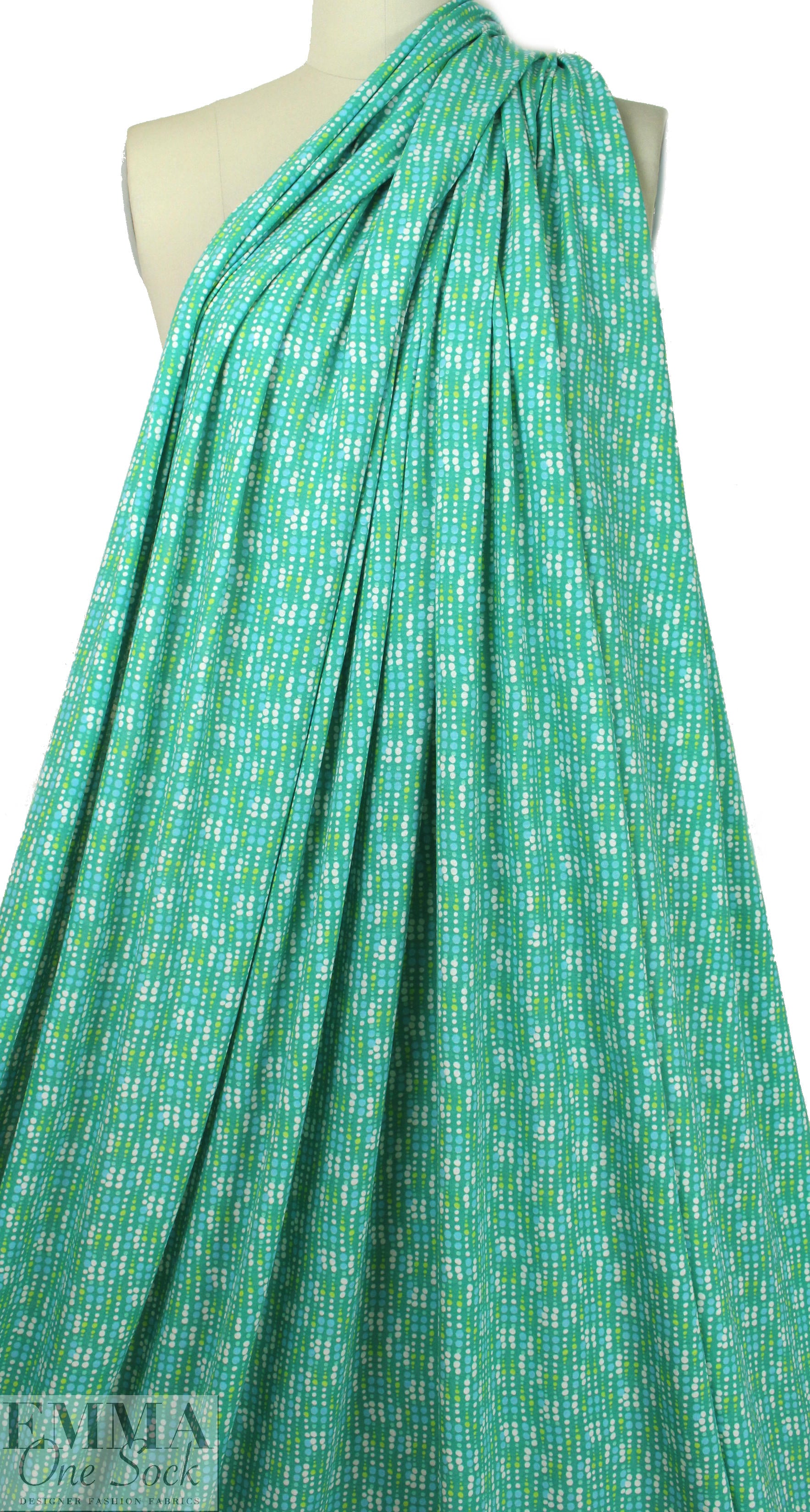 French viscose/lycra knit - jade/lime beads