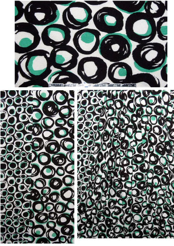 French bordered green/black/white dot digital knit