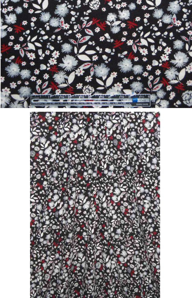 French black/white/red little floral knit 2 yds