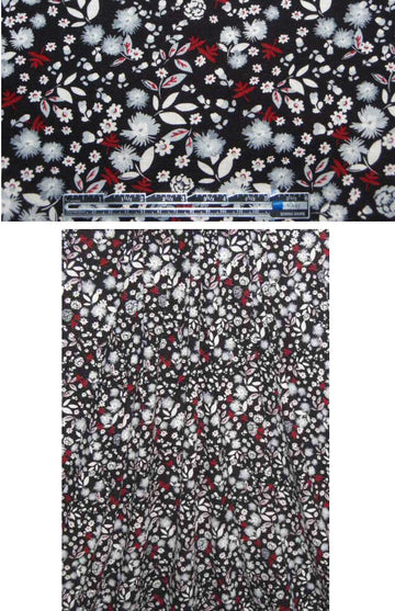French black/white/red little floral knit 2 yds