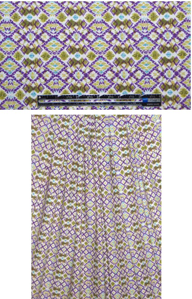 French 'argyle ikat' graphic knit - violet/lime 1.375 yds