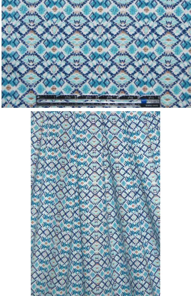 French 'argyle ikat' graphic knit - aqua/navy .85 yds