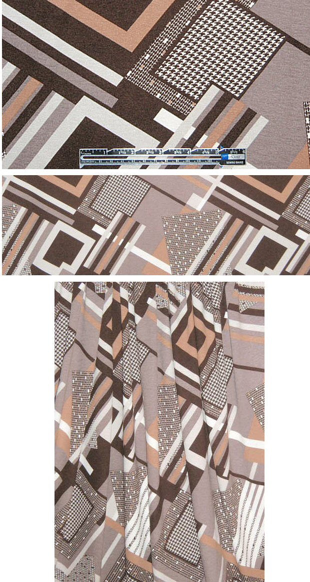 French neutrals patchwork graphic print knit