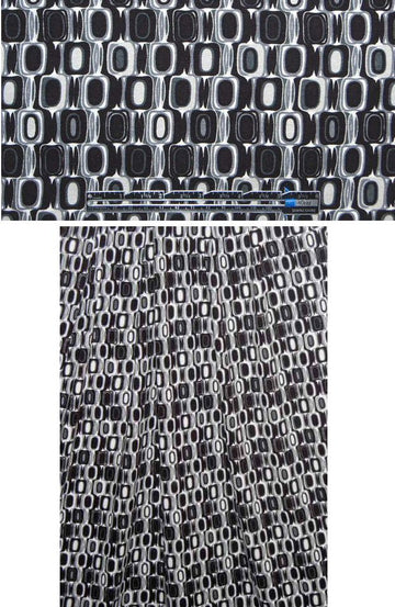 French black/white/gray graphic print knit 1.25 yd